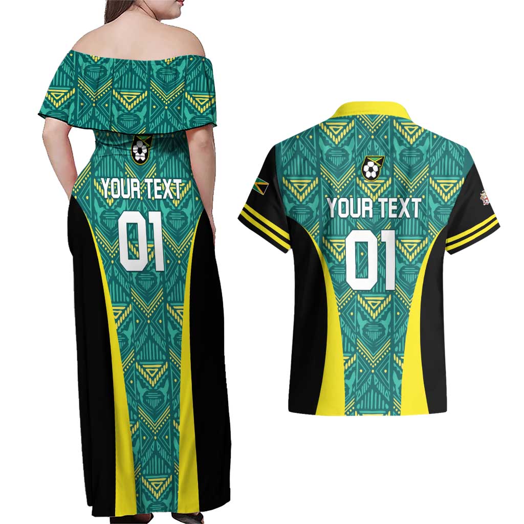Custom Jamaica Football Couples Matching Off Shoulder Maxi Dress and Hawaiian Shirt We Believe Reggae Boyz