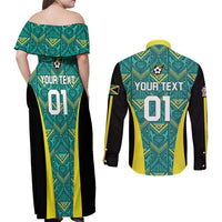 Custom Jamaica Football Couples Matching Off Shoulder Maxi Dress and Long Sleeve Button Shirt We Believe Reggae Boyz