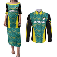 Custom Jamaica Football Couples Matching Puletasi and Long Sleeve Button Shirt We Believe Reggae Boyz