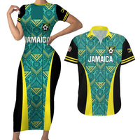 Custom Jamaica Football Couples Matching Short Sleeve Bodycon Dress and Hawaiian Shirt We Believe Reggae Boyz