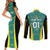 Custom Jamaica Football Couples Matching Short Sleeve Bodycon Dress and Long Sleeve Button Shirt We Believe Reggae Boyz