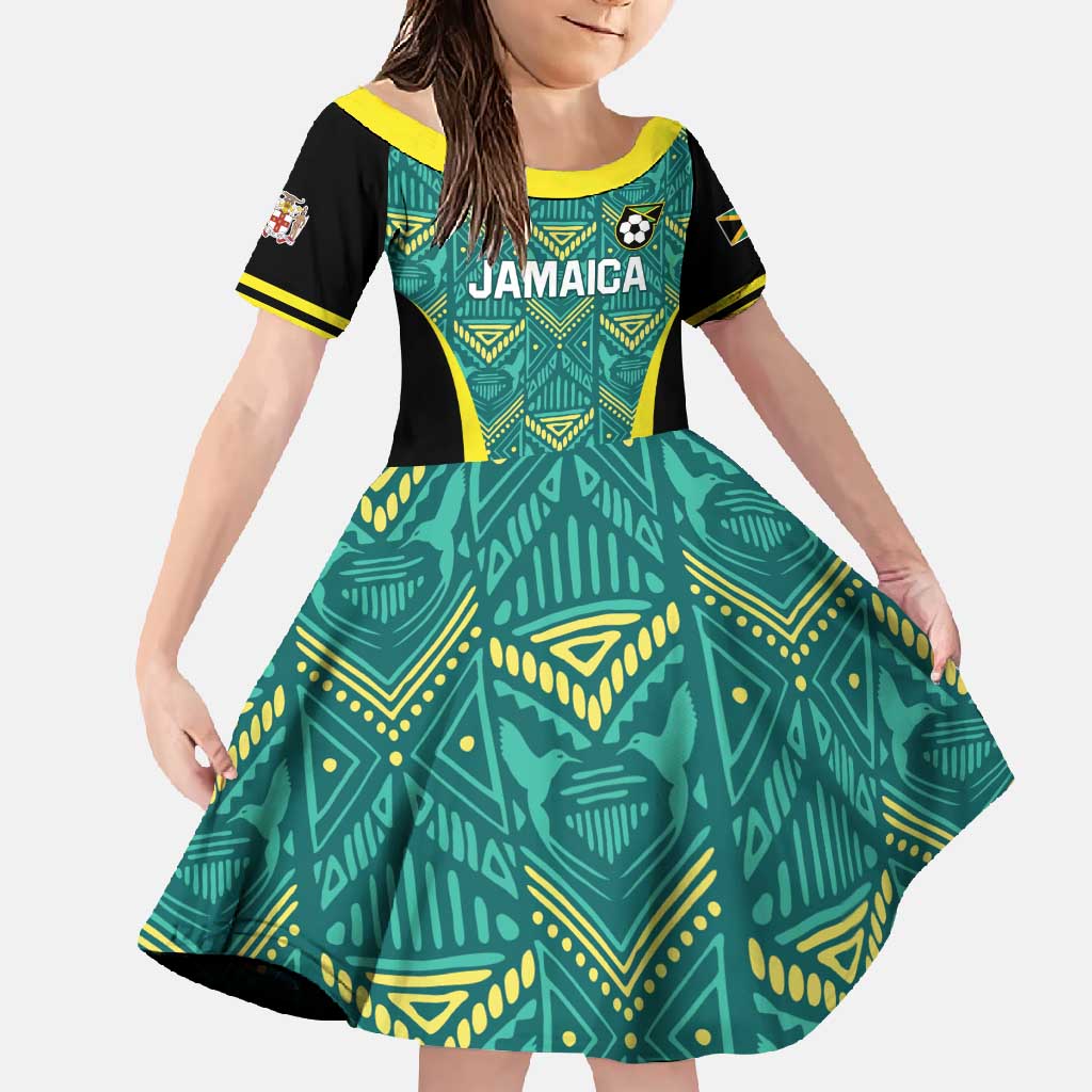 Custom Jamaica Football Family Matching Long Sleeve Bodycon Dress and Hawaiian Shirt We Believe Reggae Boyz