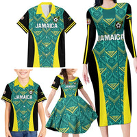 Custom Jamaica Football Family Matching Long Sleeve Bodycon Dress and Hawaiian Shirt We Believe Reggae Boyz