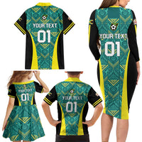 Custom Jamaica Football Family Matching Long Sleeve Bodycon Dress and Hawaiian Shirt We Believe Reggae Boyz