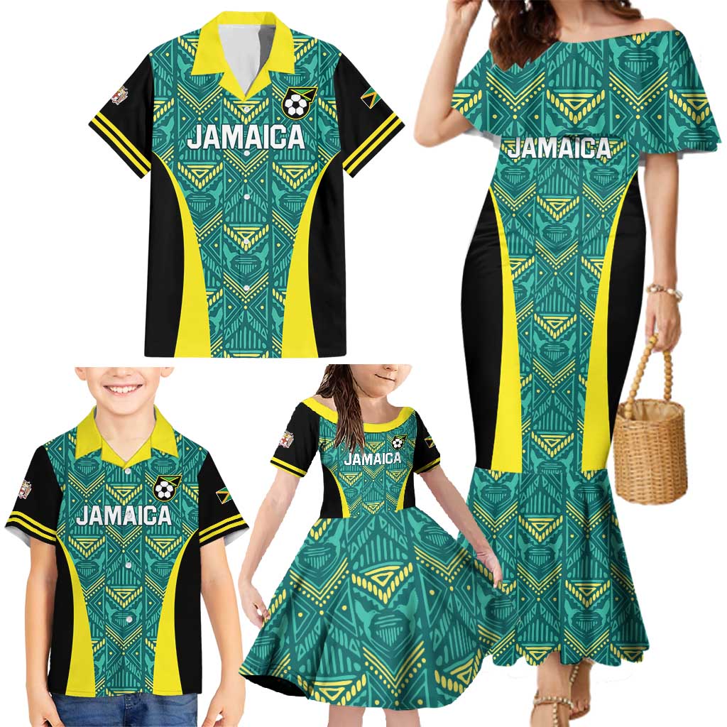 Custom Jamaica Football Family Matching Mermaid Dress and Hawaiian Shirt We Believe Reggae Boyz