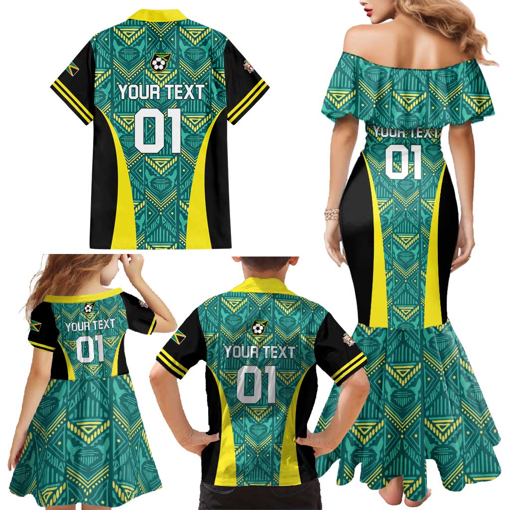 Custom Jamaica Football Family Matching Mermaid Dress and Hawaiian Shirt We Believe Reggae Boyz