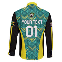 Custom Jamaica Football Family Matching Off The Shoulder Long Sleeve Dress and Hawaiian Shirt We Believe Reggae Boyz