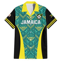 Custom Jamaica Football Family Matching Off Shoulder Maxi Dress and Hawaiian Shirt We Believe Reggae Boyz