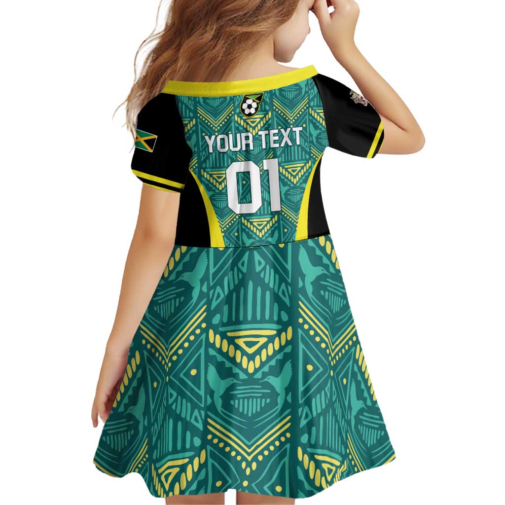 Custom Jamaica Football Family Matching Off Shoulder Short Dress and Hawaiian Shirt We Believe Reggae Boyz