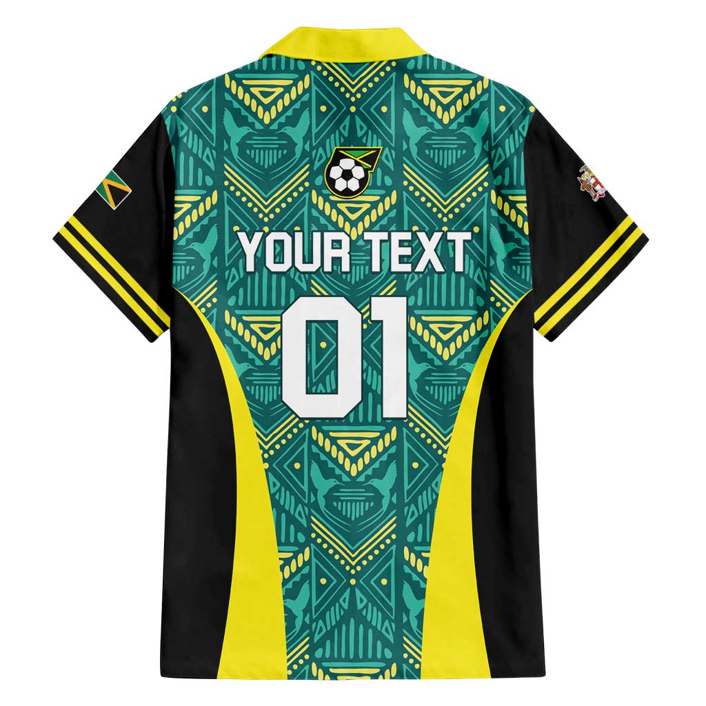 Custom Jamaica Football Family Matching Off Shoulder Short Dress and Hawaiian Shirt We Believe Reggae Boyz