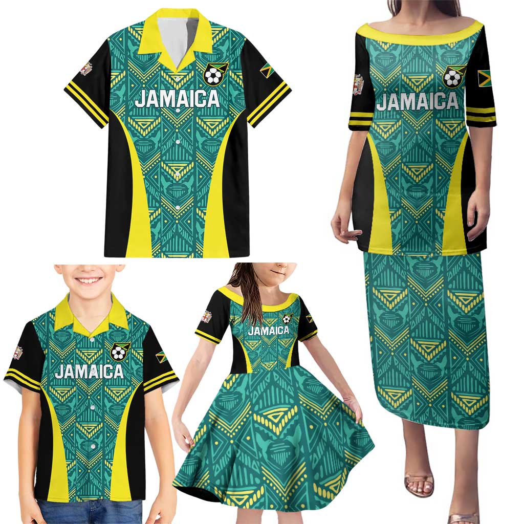 Custom Jamaica Football Family Matching Puletasi and Hawaiian Shirt We Believe Reggae Boyz