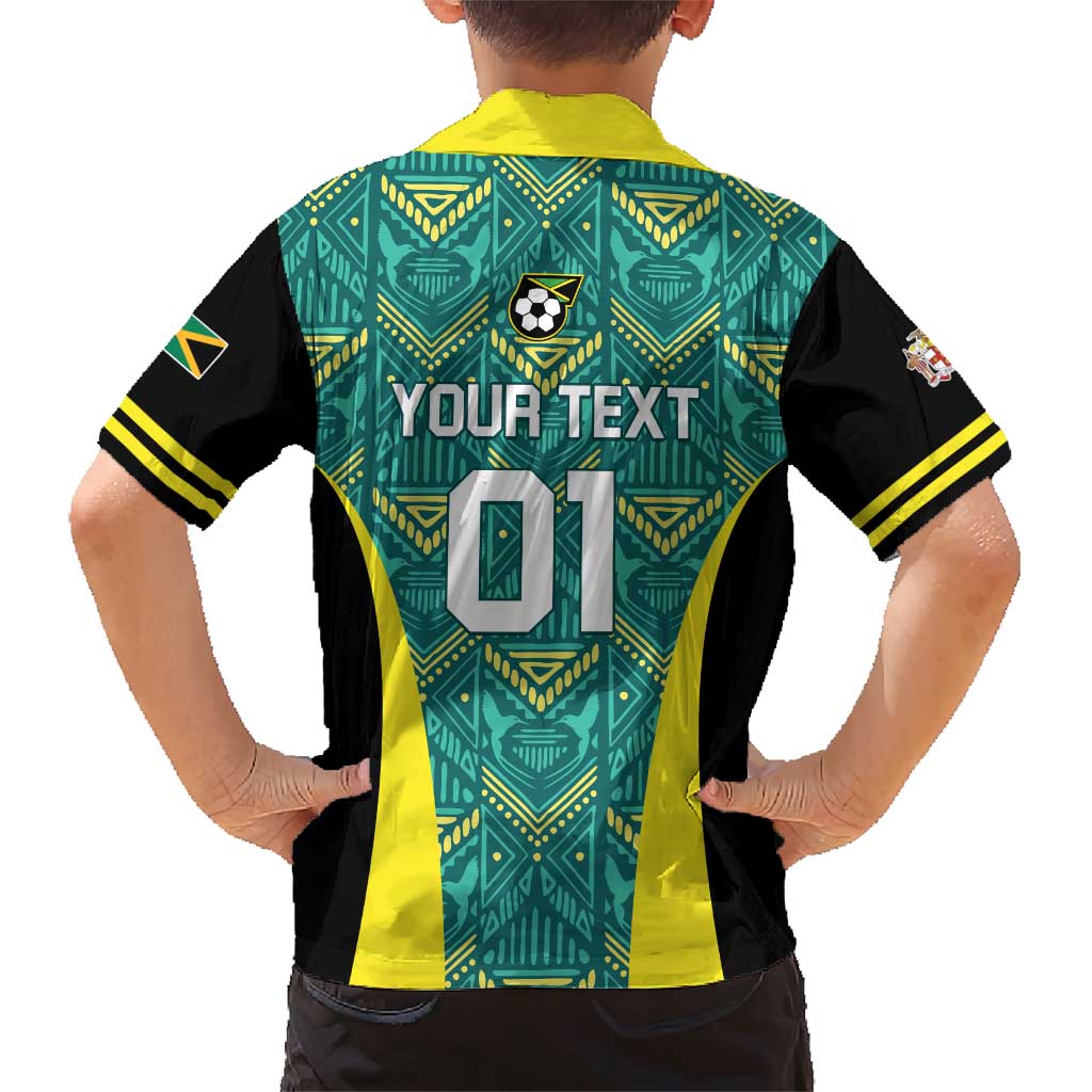 Custom Jamaica Football Family Matching Short Sleeve Bodycon Dress and Hawaiian Shirt We Believe Reggae Boyz