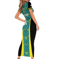 Custom Jamaica Football Family Matching Short Sleeve Bodycon Dress and Hawaiian Shirt We Believe Reggae Boyz