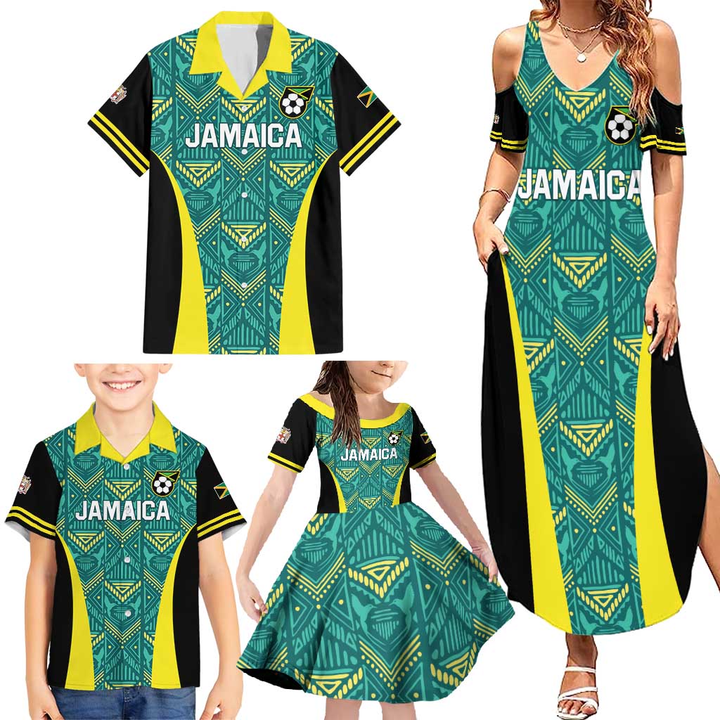 Custom Jamaica Football Family Matching Summer Maxi Dress and Hawaiian Shirt We Believe Reggae Boyz