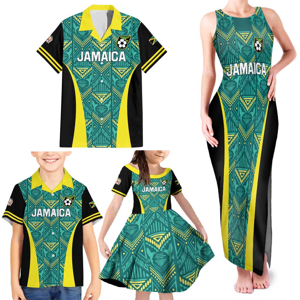 Custom Jamaica Football Family Matching Tank Maxi Dress and Hawaiian Shirt We Believe Reggae Boyz