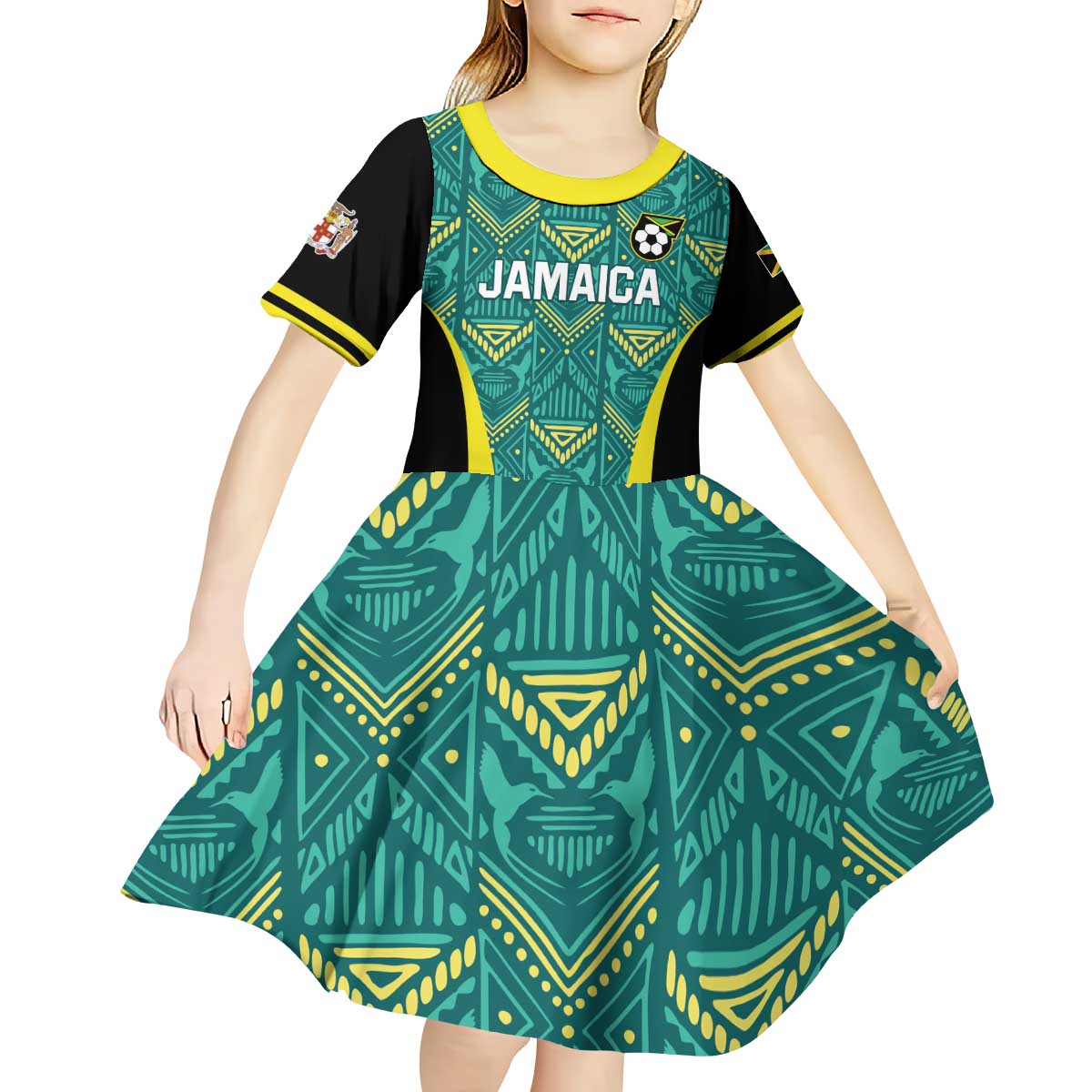 Custom Jamaica Football Kid Short Sleeve Dress We Believe Reggae Boyz