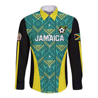 Custom Jamaica Football Long Sleeve Button Shirt We Believe Reggae Boyz