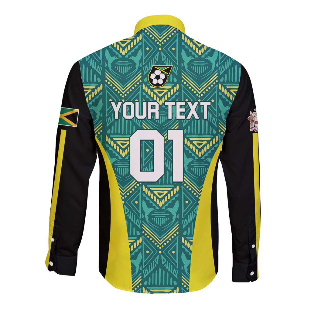 Custom Jamaica Football Long Sleeve Button Shirt We Believe Reggae Boyz