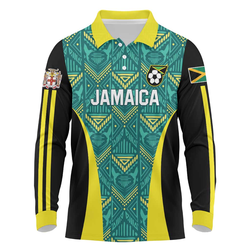 Custom Jamaica Football Long Sleeve Polo Shirt We Believe Reggae Boyz