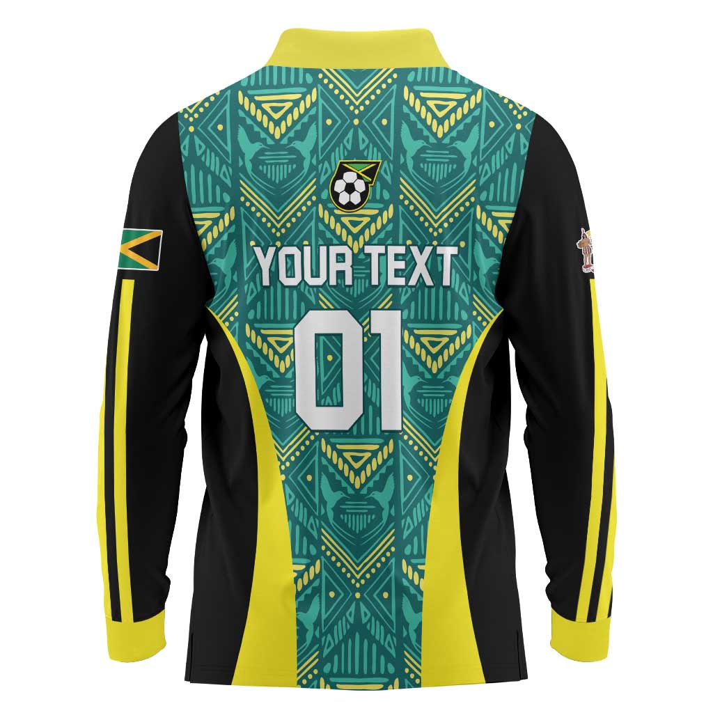 Custom Jamaica Football Long Sleeve Polo Shirt We Believe Reggae Boyz