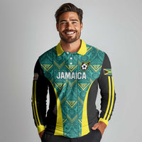 Custom Jamaica Football Long Sleeve Polo Shirt We Believe Reggae Boyz