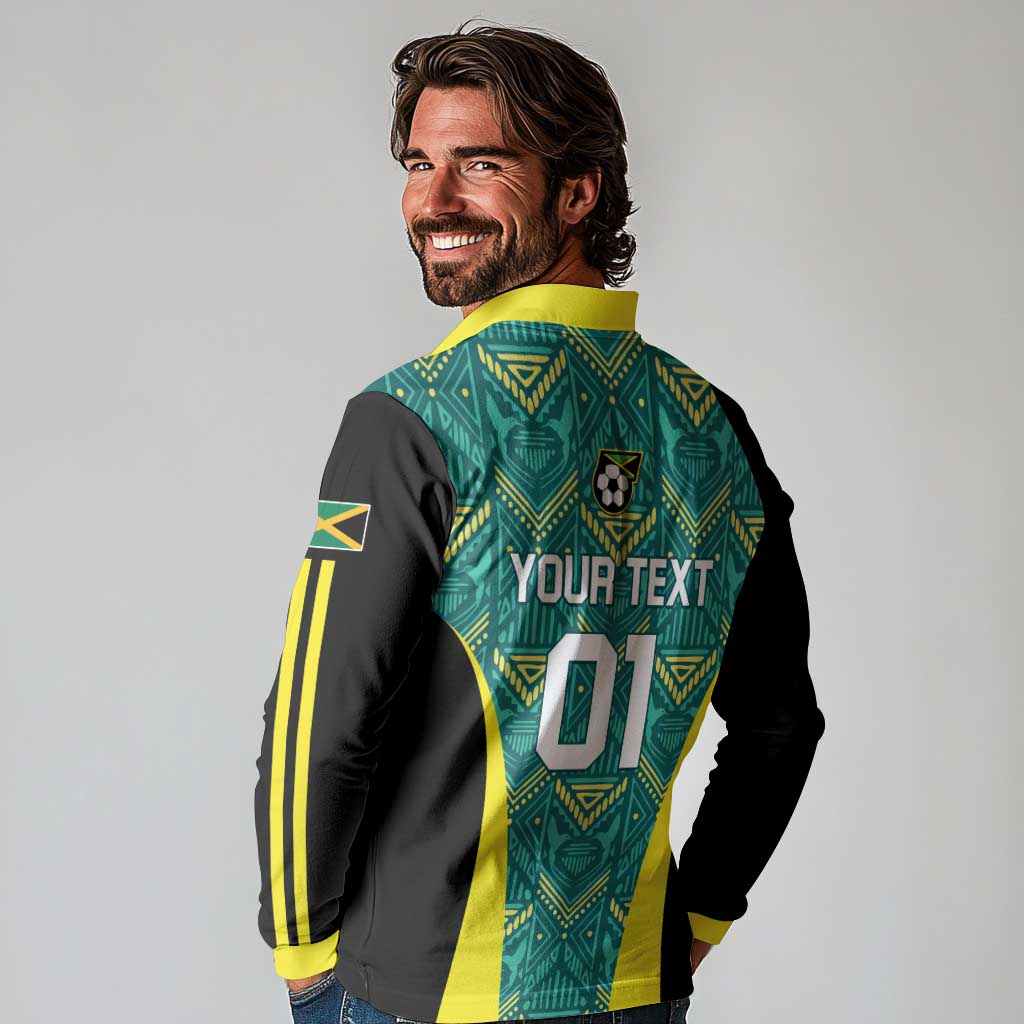 Custom Jamaica Football Long Sleeve Polo Shirt We Believe Reggae Boyz