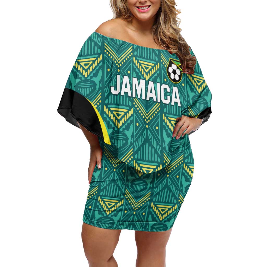 Custom Jamaica Football Off Shoulder Short Dress We Believe Reggae Boyz