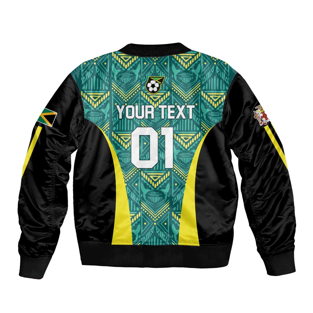 Custom Jamaica Football Sleeve Zip Bomber Jacket We Believe Reggae Boyz