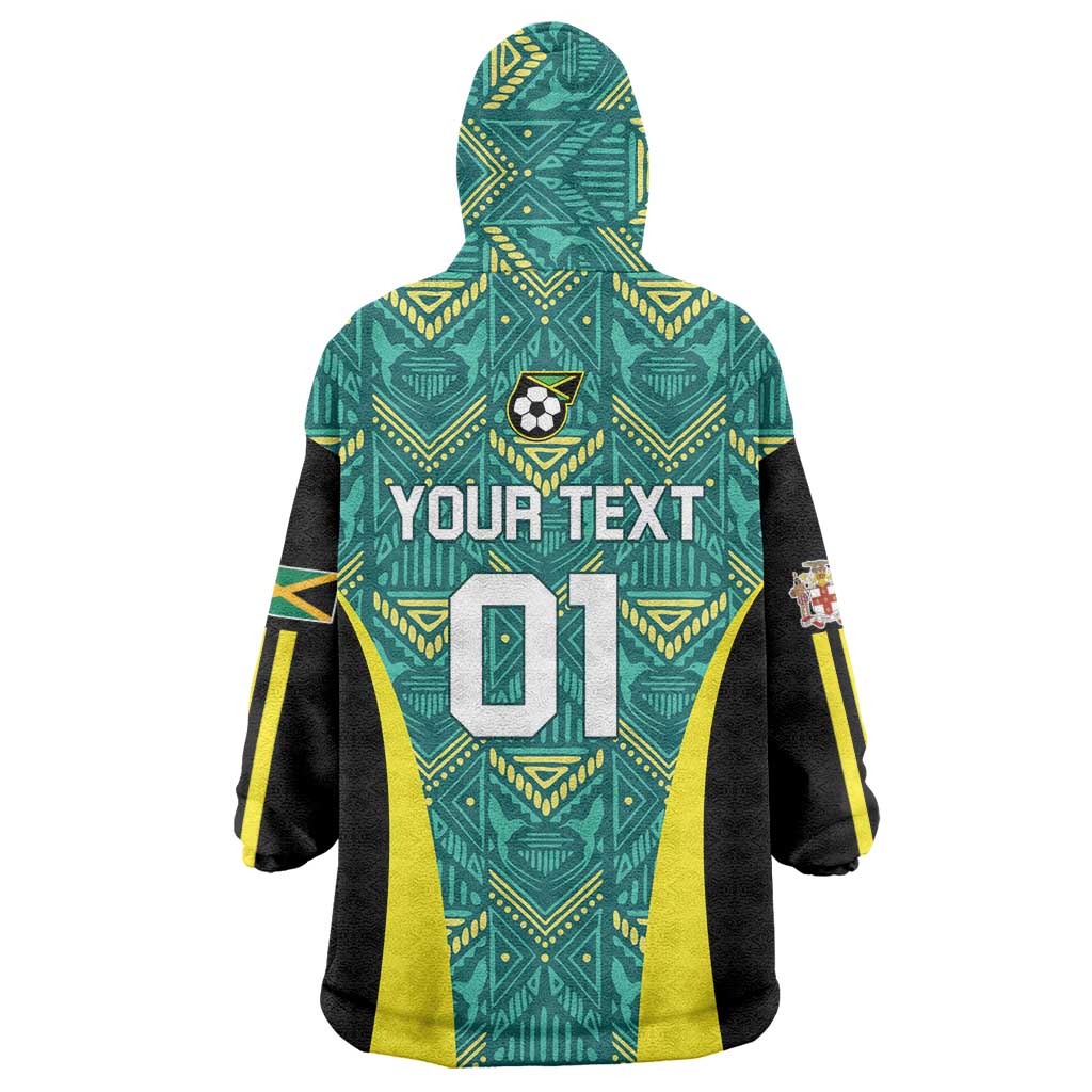 Custom Jamaica Football Wearable Blanket Hoodie We Believe Reggae Boyz
