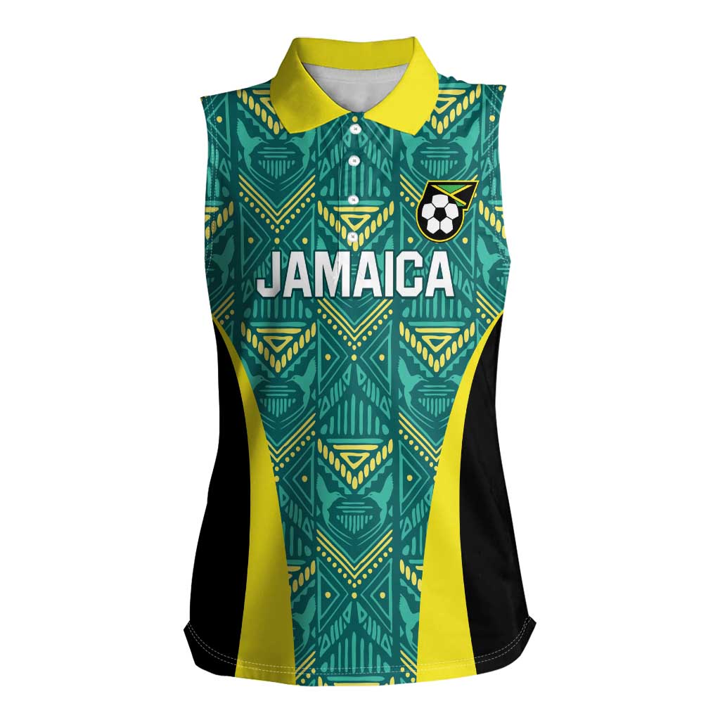 Custom Jamaica Football Women Sleeveless Polo Shirt We Believe Reggae Boyz