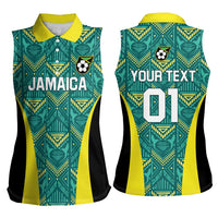 Custom Jamaica Football Women Sleeveless Polo Shirt We Believe Reggae Boyz