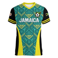 Custom Jamaica Football Women V-Neck T-Shirt We Believe Reggae Boyz