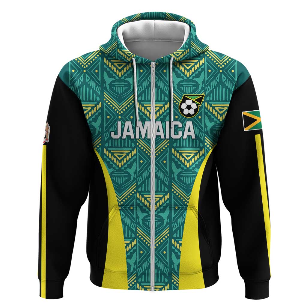 Custom Jamaica Football Zip Hoodie We Believe Reggae Boyz