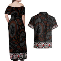 Canada Haida Totem Couples Matching Off Shoulder Maxi Dress and Hawaiian Shirt Haida Spirit