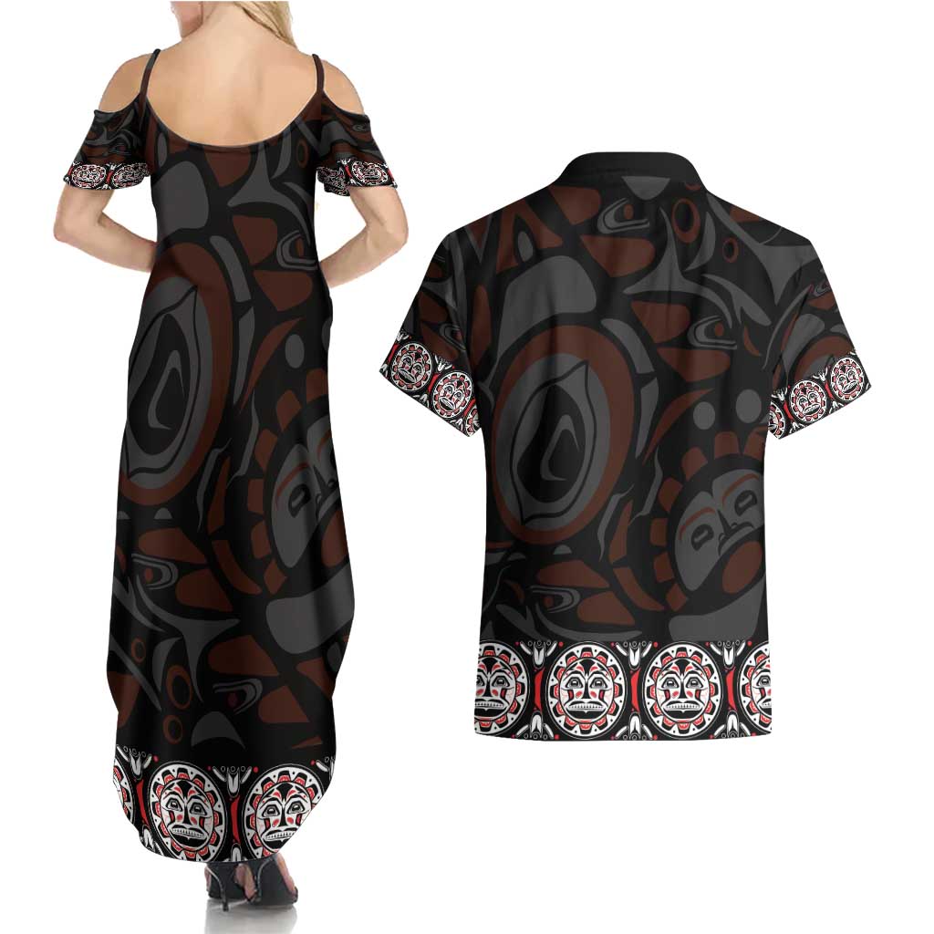 Canada Haida Totem Couples Matching Summer Maxi Dress and Hawaiian Shirt Haida Spirit