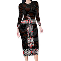 Canada Haida Totem Family Matching Long Sleeve Bodycon Dress and Hawaiian Shirt Haida Spirit
