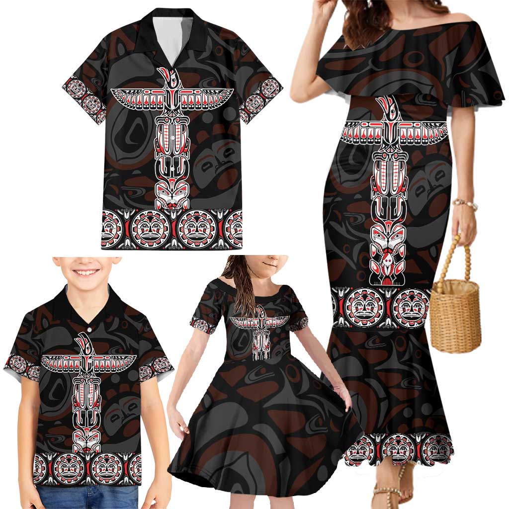 Canada Haida Totem Family Matching Mermaid Dress and Hawaiian Shirt Haida Spirit