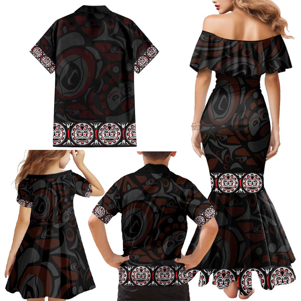 Canada Haida Totem Family Matching Mermaid Dress and Hawaiian Shirt Haida Spirit