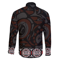 Canada Haida Totem Family Matching Off The Shoulder Long Sleeve Dress and Hawaiian Shirt Haida Spirit