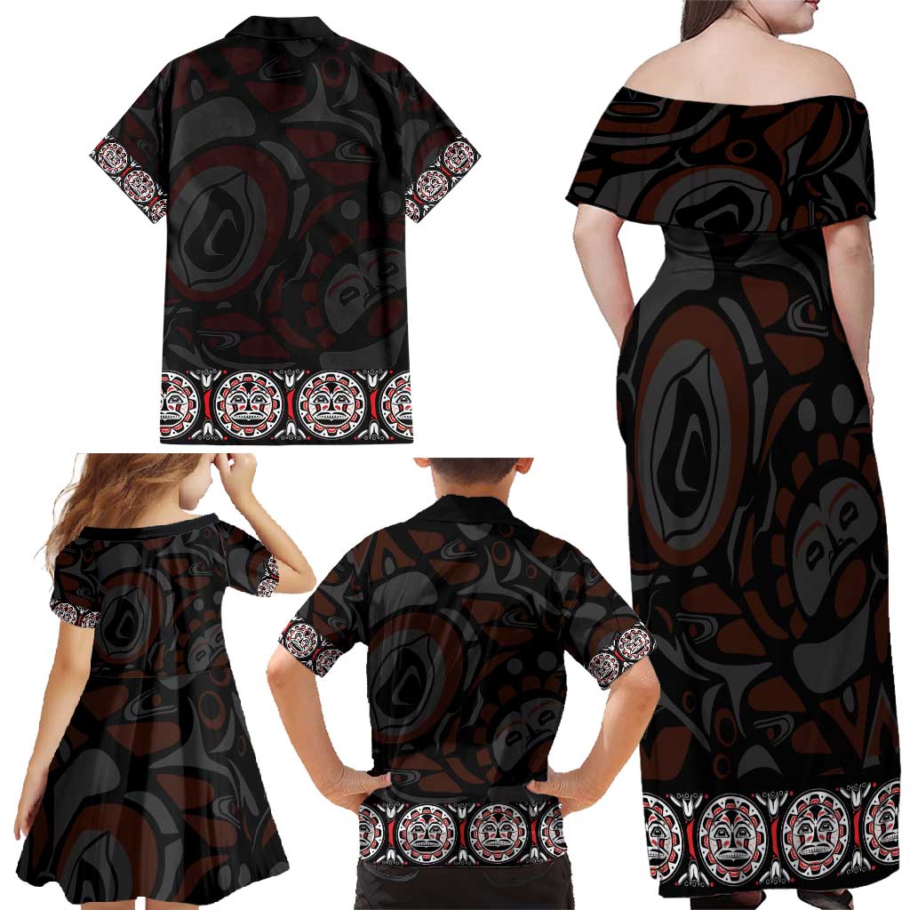 Canada Haida Totem Family Matching Off Shoulder Maxi Dress and Hawaiian Shirt Haida Spirit