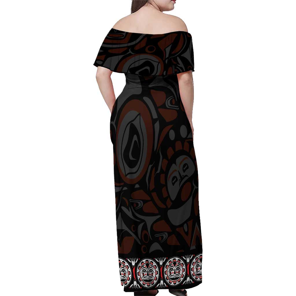 Canada Haida Totem Family Matching Off Shoulder Maxi Dress and Hawaiian Shirt Haida Spirit
