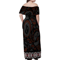 Canada Haida Totem Family Matching Off Shoulder Maxi Dress and Hawaiian Shirt Haida Spirit