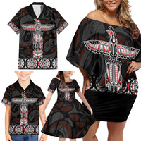 Canada Haida Totem Family Matching Off Shoulder Short Dress and Hawaiian Shirt Haida Spirit