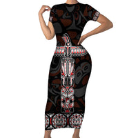 Canada Haida Totem Family Matching Short Sleeve Bodycon Dress and Hawaiian Shirt Haida Spirit