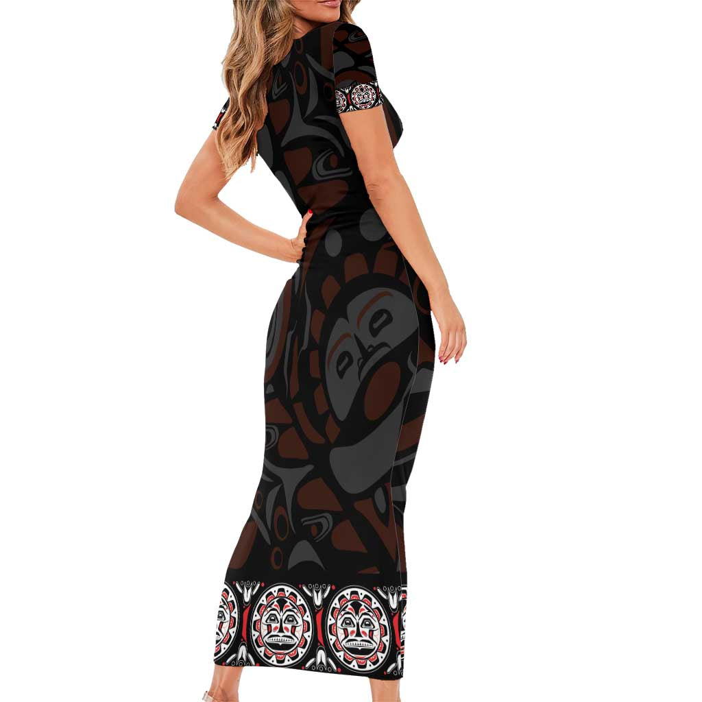 Canada Haida Totem Family Matching Short Sleeve Bodycon Dress and Hawaiian Shirt Haida Spirit
