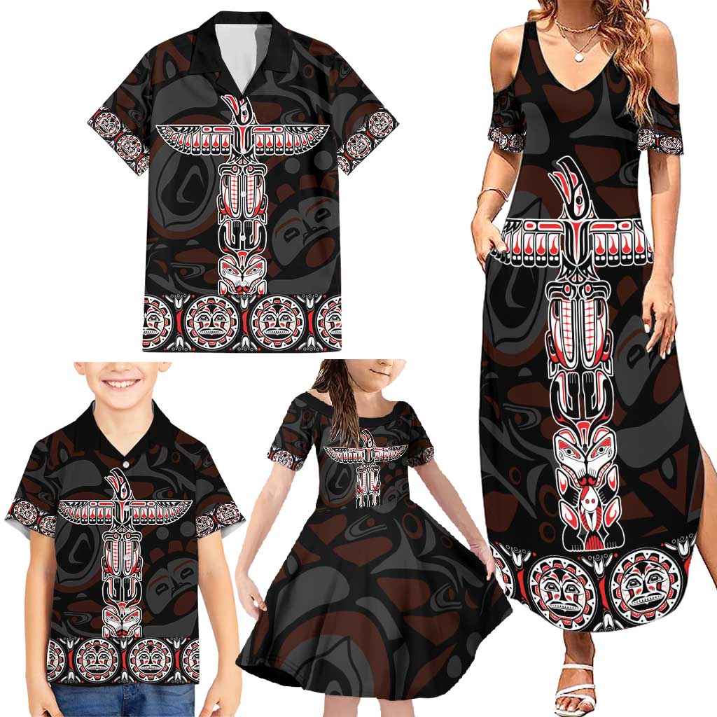 Canada Haida Totem Family Matching Summer Maxi Dress and Hawaiian Shirt Haida Spirit