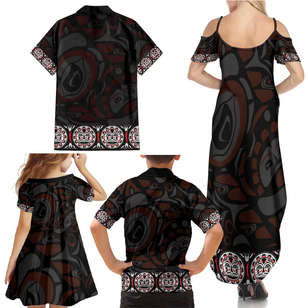 Canada Haida Totem Family Matching Summer Maxi Dress and Hawaiian Shirt Haida Spirit