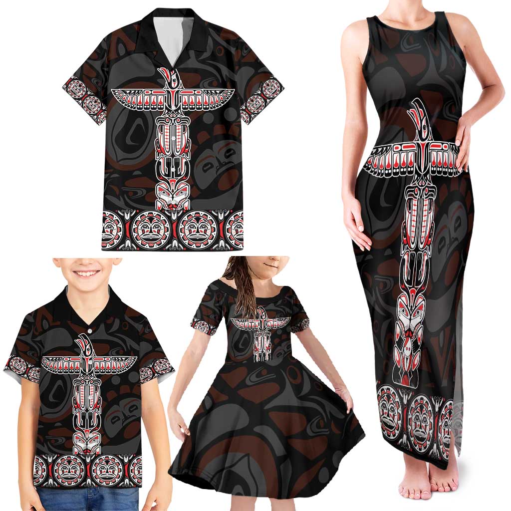 Canada Haida Totem Family Matching Tank Maxi Dress and Hawaiian Shirt Haida Spirit