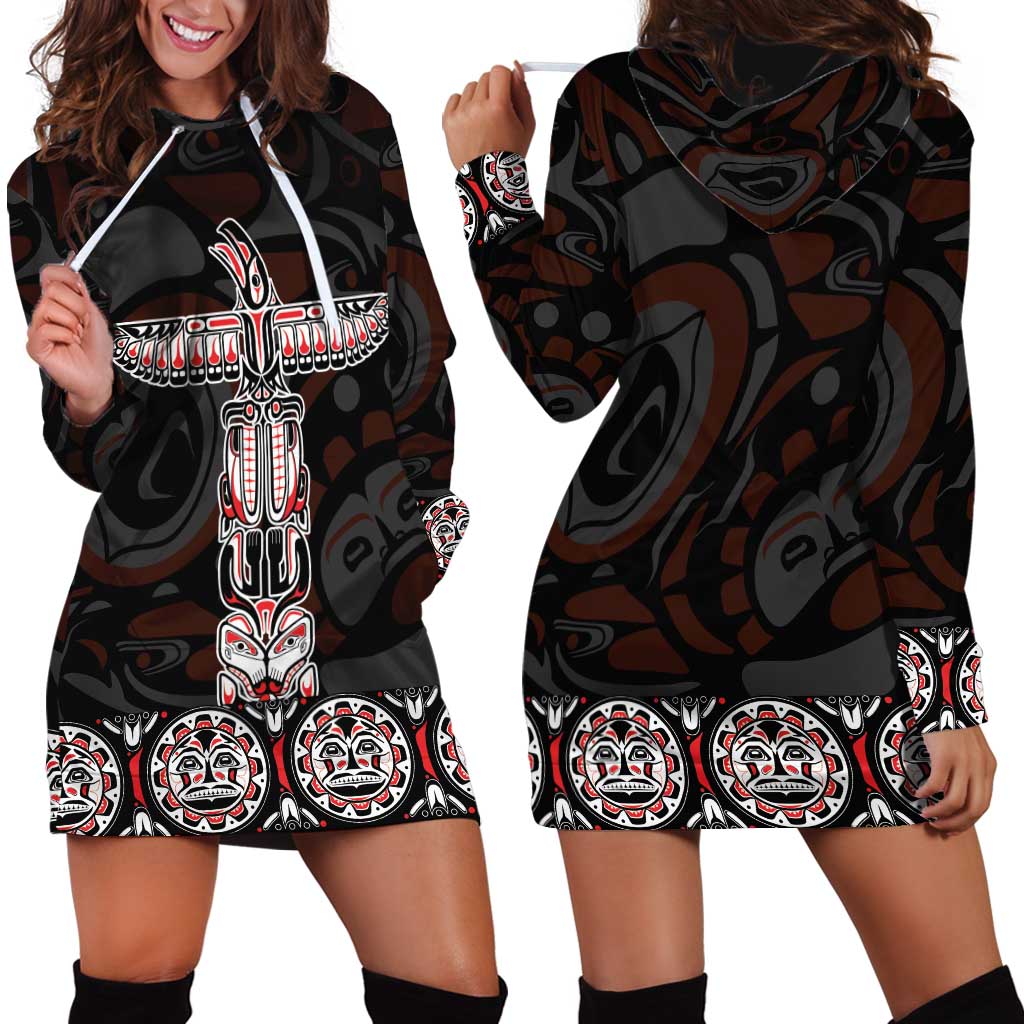 Canada Haida Totem Hoodie Dress Haida Spirit
