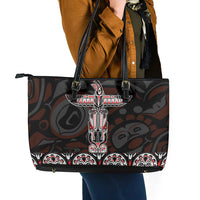 Canada Haida Totem Leather Tote Bag Haida Spirit